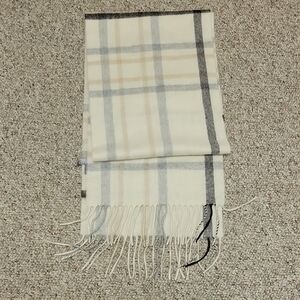 Charter Club Cashmere Plaid Scarf in Cream and Gray